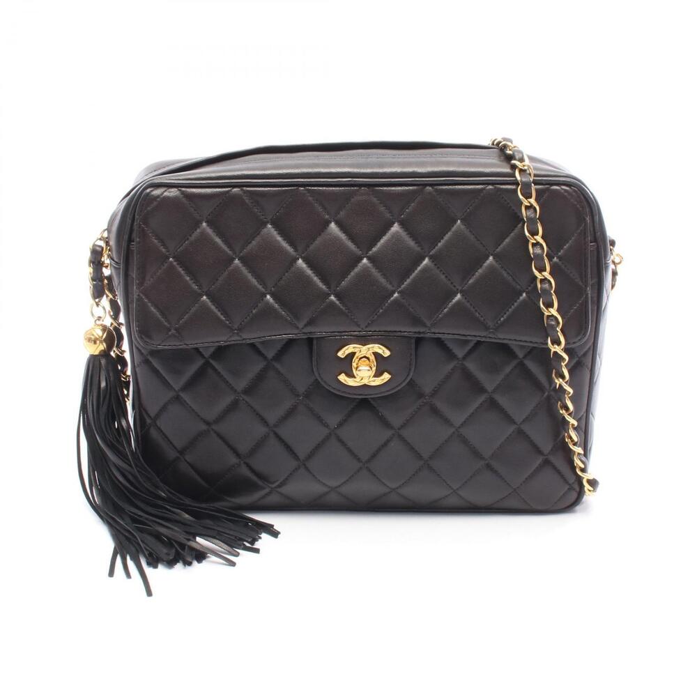 Chanel Shoulder Bag Lambskin Sheepskin Black